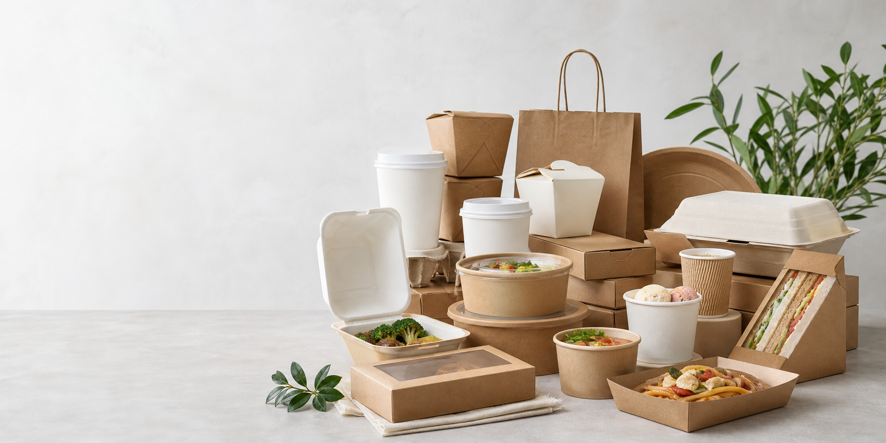 Sustainable paper food packaging assortment